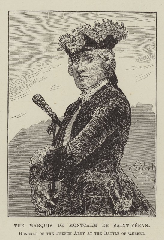 Markiz de Montcalm de Saint-Veran, generał armii francuskiej w bitwie pod Quebec autorstwa Richard Caton Woodville junior