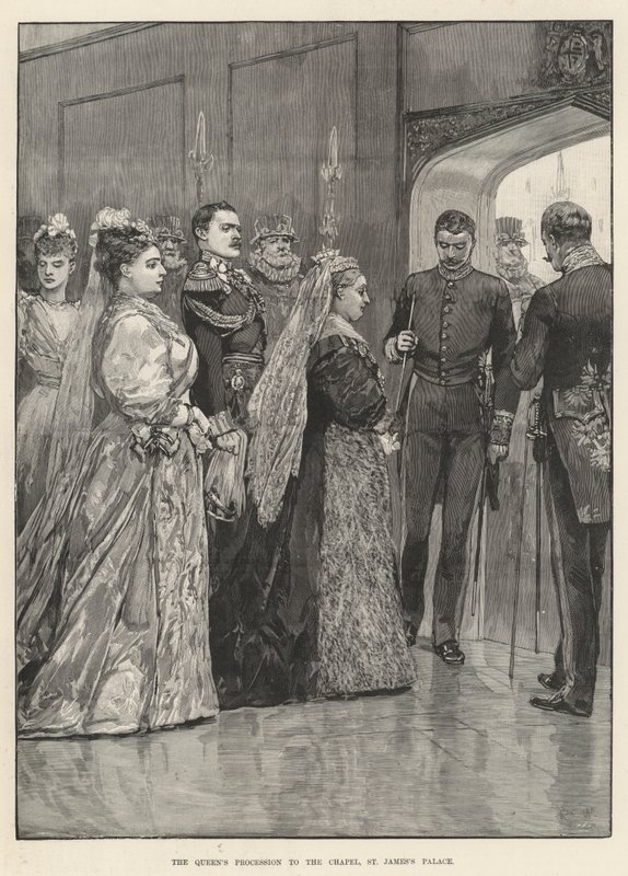 Procesja Królowej do Kaplicy, Pałac Św. Jakuba autorstwa Richard Caton Woodville junior