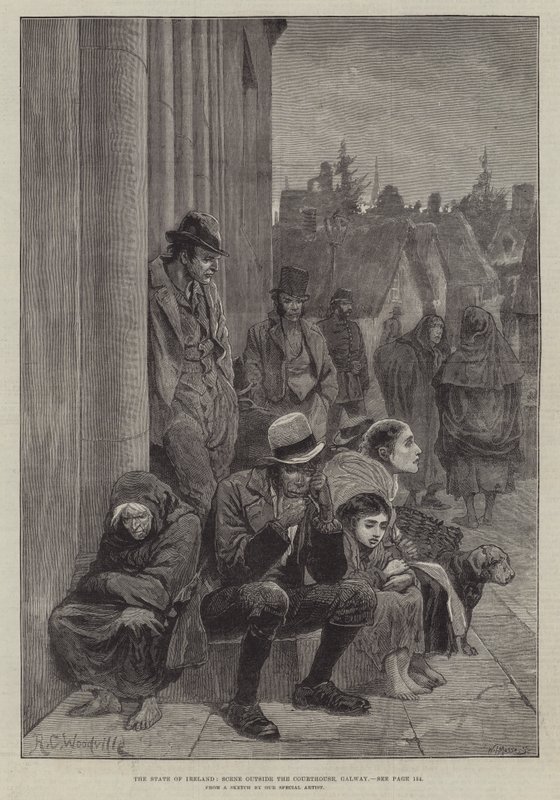 Państwo Irlandzkie, scena przed gmachem sądu, Galway autorstwa Richard Caton Woodville junior