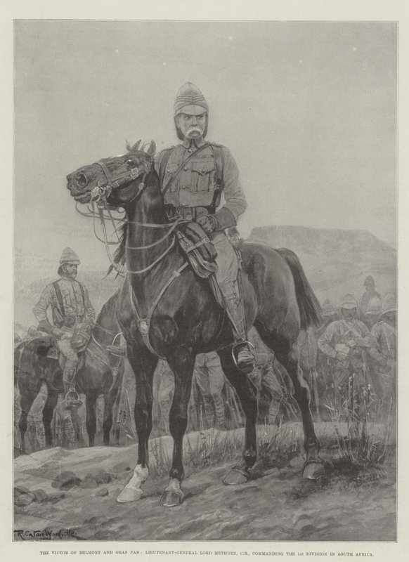 Victor of Belmont and Gras Pan, generał porucznik Lord Methuen, CB, dowodzący 1. dywizją w Afryce Południowej. autorstwa Richard Caton Woodville junior