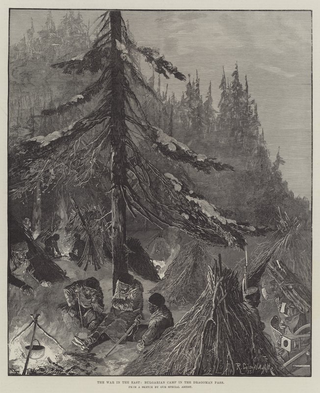 Wojna na wschodzie, obóz bułgarski w przełęczy Dragoman autorstwa Richard Caton Woodville junior