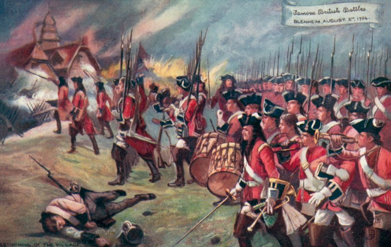 Wojska brytyjskie szturmujące wioskę, bitwa pod Blenheim, Bawaria, wojna o sukcesję hiszpańską, 1704 autorstwa Richard Caton II Woodville