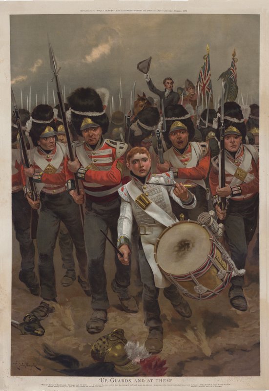 W górę, strażnicy i na nich! Wellington w bitwie pod Waterloo autorstwa Richard Caton II Woodville