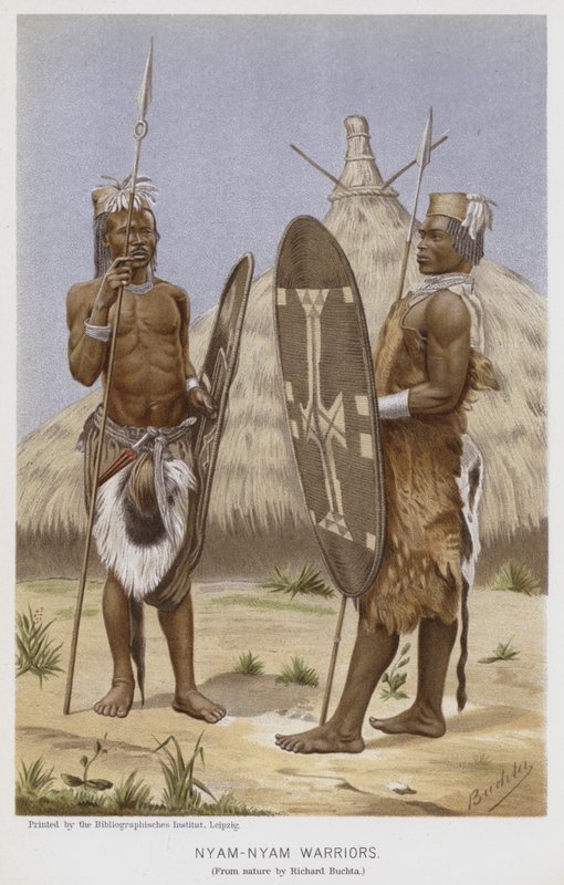 Wojownicy Nyam-Nyam (chromolitho) autorstwa Richard (after) Buchta
