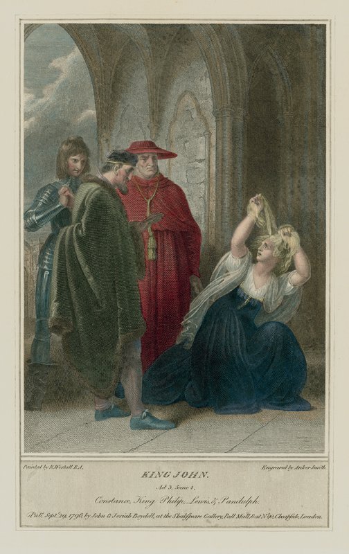 Ilustracja do Króla Jana Szekspira, akt III, scena 4 (kolorowa rycina) autorstwa Richard (after) Westall