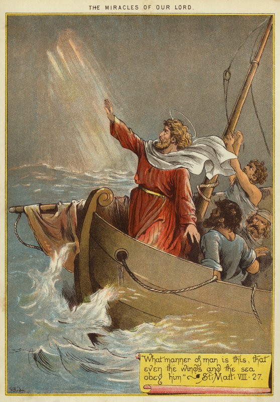 Cuda Chrystusa: Jezus ucisza burzę (chromolitho) autorstwa Richard Andre