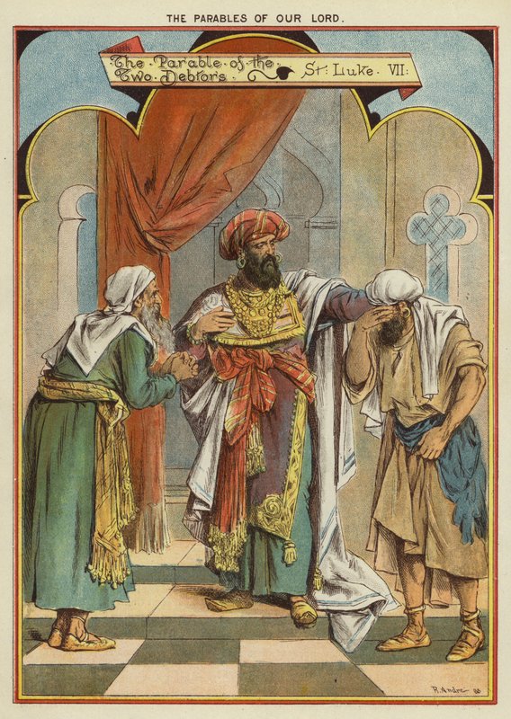 Przypowieści Chrystusa: przypowieść o dwóch dłużnikach (chromolitho) autorstwa Richard Andre
