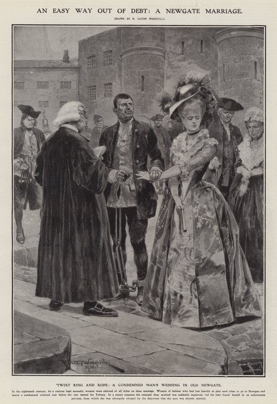 Łatwe wyjście z długów: małżeństwo w Newgate (lito) autorstwa Richard Caton II (after) Woodville