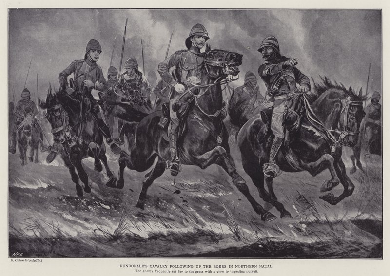 Kawaleria Dundonalda podążająca za Burami w Północnym Natalu (lito) autorstwa Richard Caton II (after) Woodville