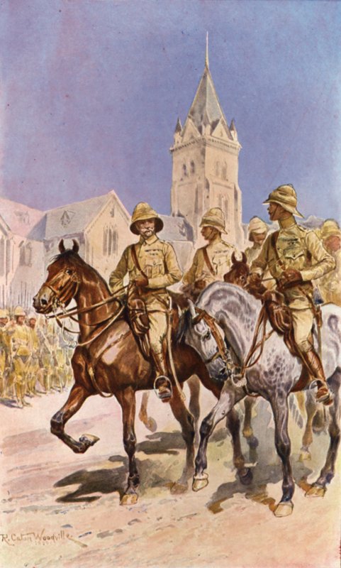 Roberts wjeżdżający do Pretorii (kolorowa litografia) autorstwa Richard Caton II (after) Woodville