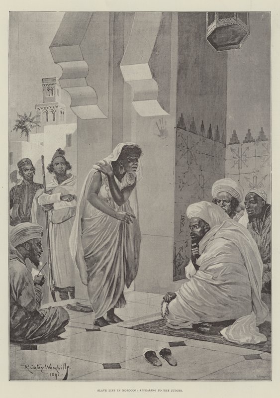 Niewolnicze życie w Maroku, apelowanie do sędziów (rycina) autorstwa Richard Caton II (after) Woodville