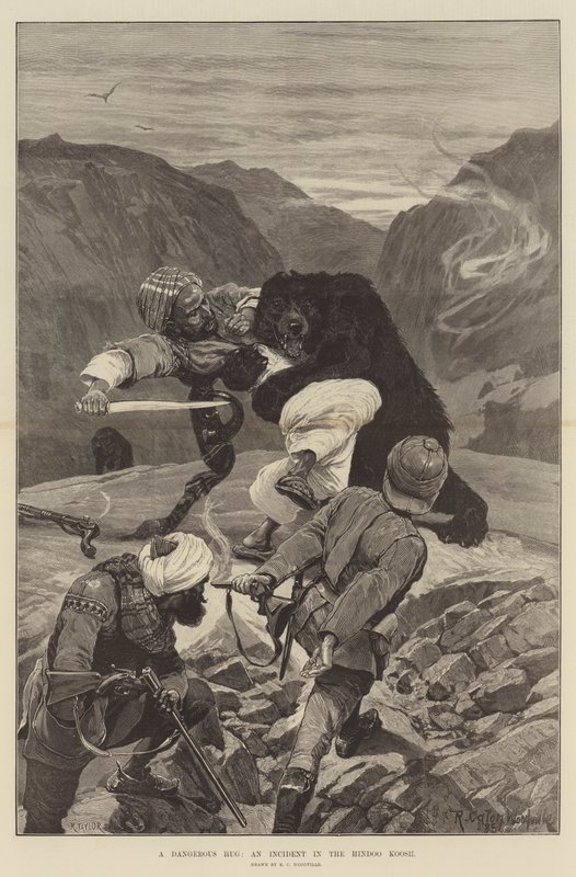 Niebezpieczny uścisk, incydent w hinduskim Koosh autorstwa Richard Caton Woodville junior