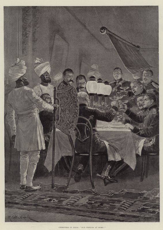 Boże Narodzenie w Indiach, nasi przyjaciele w domu! autorstwa Richard Caton Woodville junior