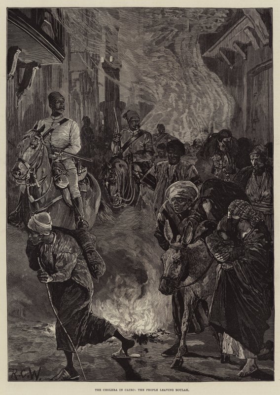 Cholera w Kairze, ludzie opuszczający Boulak autorstwa Richard Caton Woodville junior