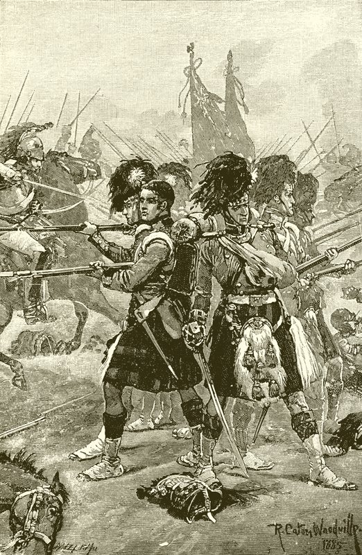 Czterdzieści Drugi Górale w Quatre Bras autorstwa Richard Caton Woodville junior