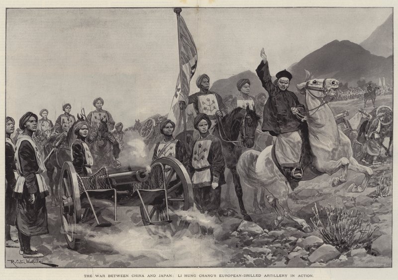 Wojna chińsko-japońska, europejska artyleria Li Hung Chang w akcji autorstwa Richard Caton Woodville junior
