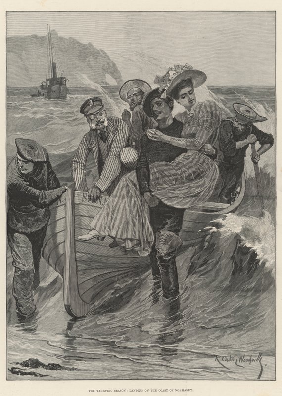 Sezon żeglarski, lądowanie na wybrzeżu Normandii autorstwa Richard Caton Woodville junior