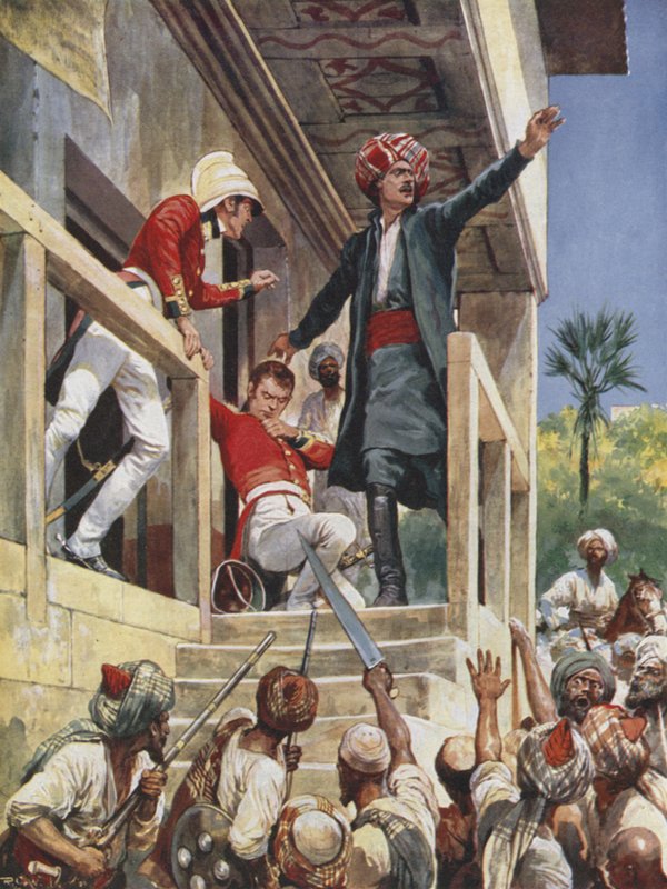 Atak na dom Sir Alexandra Burnesa, 1841 autorstwa Richard Caton Woodville junior