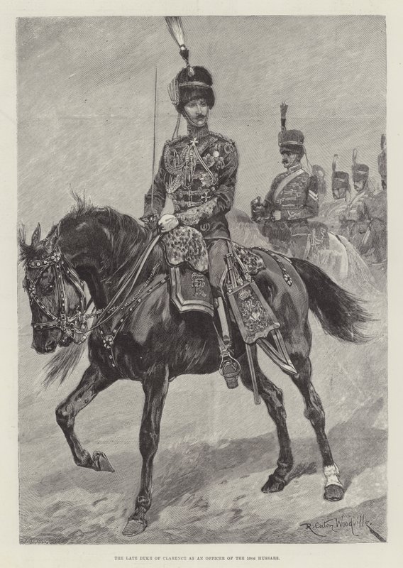 Zmarły książę Clarence jako oficer 10. huzarów autorstwa Richard Caton Woodville junior
