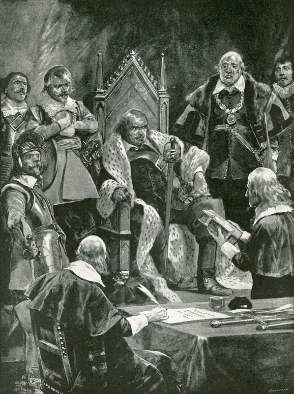 Prezentacja Biblii na inauguracji Olivera Cromwella jako Lorda Protektora autorstwa Richard Caton Woodville junior
