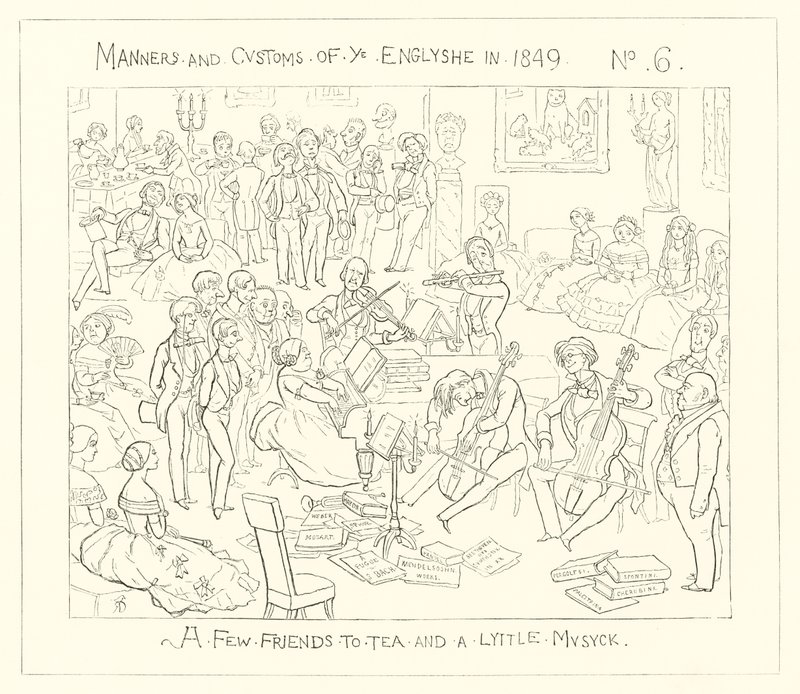 1849, Kilku przyjaciół na herbatę i trochę muzyki autorstwa Richard Doyle