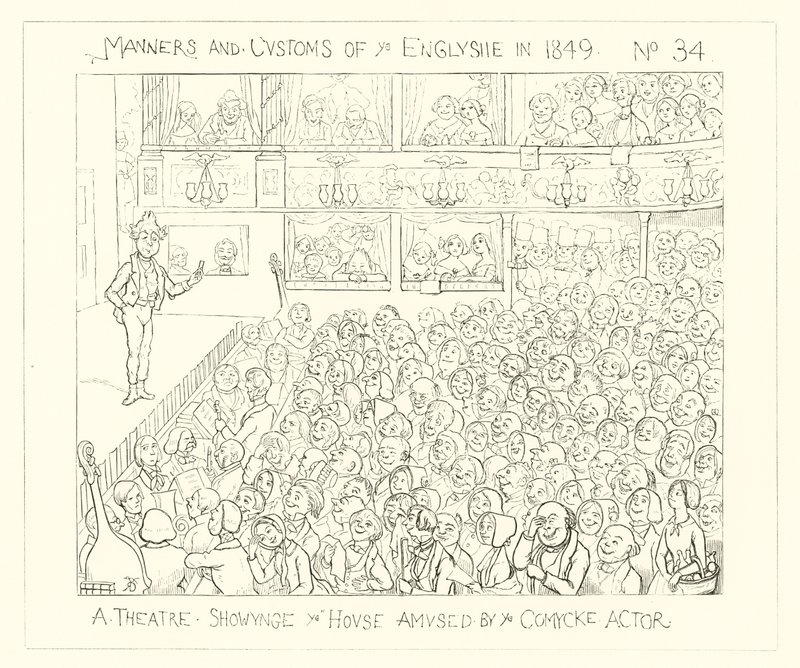 1849, Teatr przedstawiający dom rozbawiony przez komika autorstwa Richard Doyle