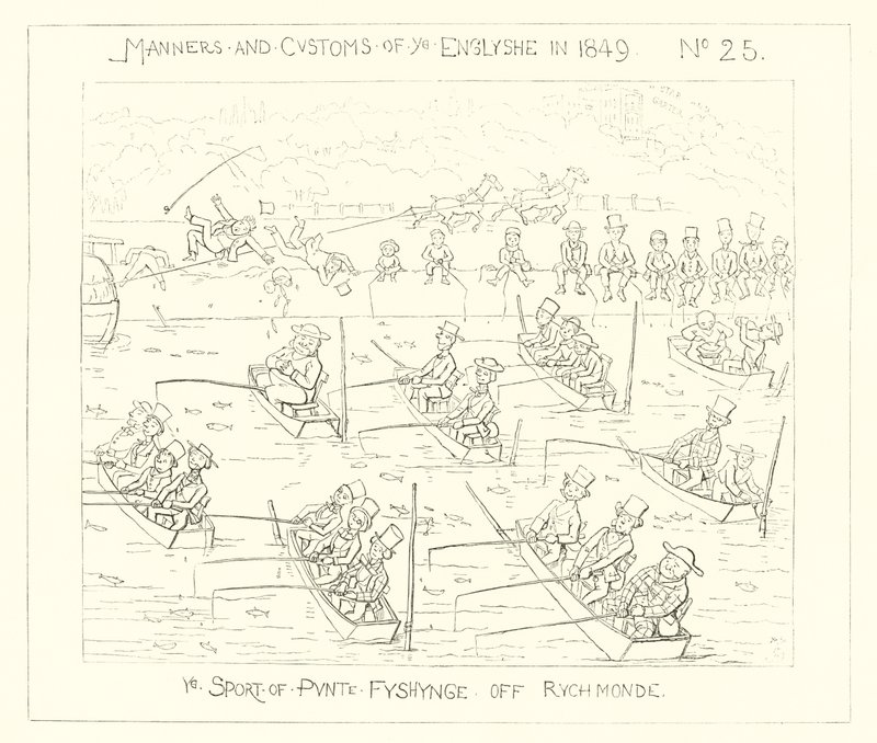 1849, sport łowienia łódkami u Richmond autorstwa Richard Doyle