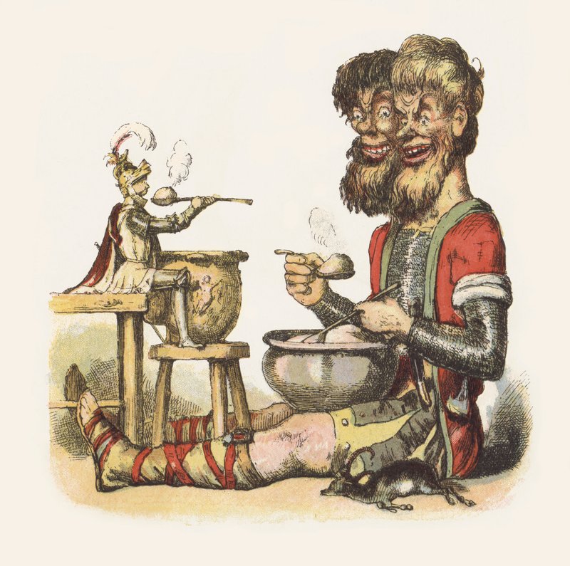 Ilustracja do Jacka The Giant Killer (kolor lito) autorstwa Richard Doyle