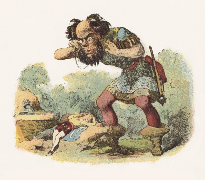Ilustracja do Jacka The Giant Killer (kolor lito) autorstwa Richard Doyle