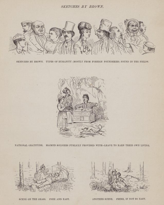 Strona z amerykańskiej trasy panów Browna, Jonesa i Robinsona (grawerunek) autorstwa Richard Doyle