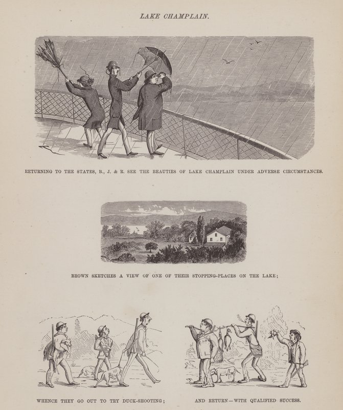 Strona z amerykańskiej trasy panów Browna, Jonesa i Robinsona (grawerunek) autorstwa Richard Doyle