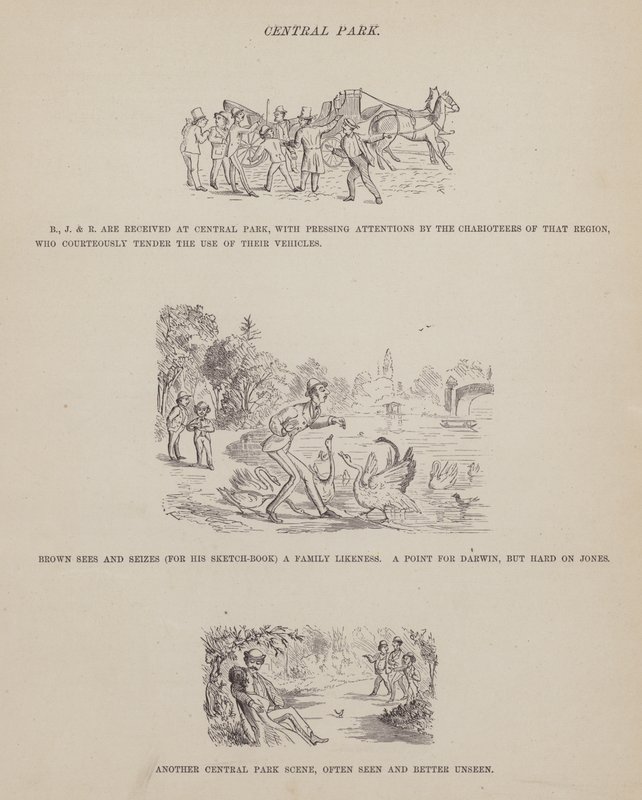 Strona z amerykańskiej trasy panów Browna, Jonesa i Robinsona (grawerunek) autorstwa Richard Doyle