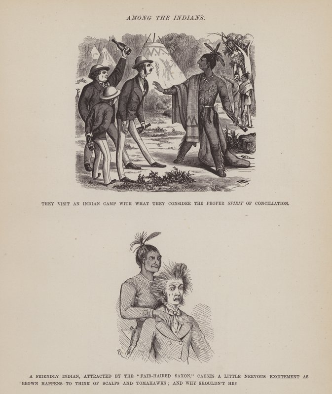 Strona z amerykańskiej trasy panów Browna, Jonesa i Robinsona (grawerunek) autorstwa Richard Doyle