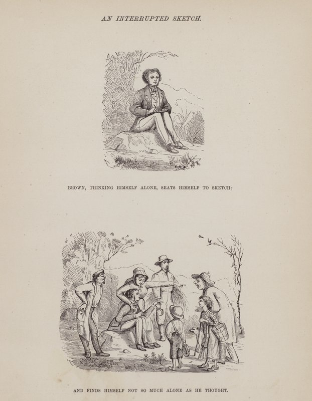 Strona z amerykańskiej trasy panów Browna, Jonesa i Robinsona (grawerunek) autorstwa Richard Doyle
