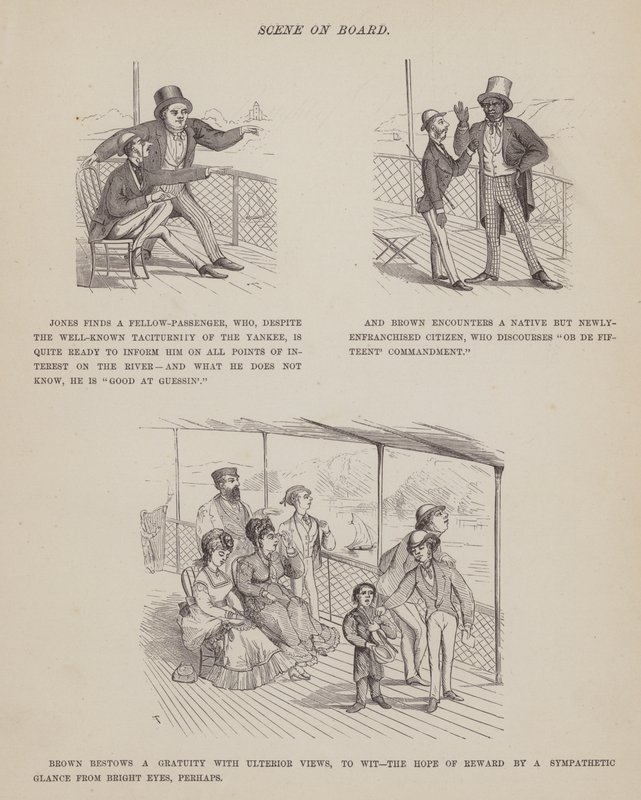 Strona z amerykańskiej trasy panów Browna, Jonesa i Robinsona (grawerunek) autorstwa Richard Doyle