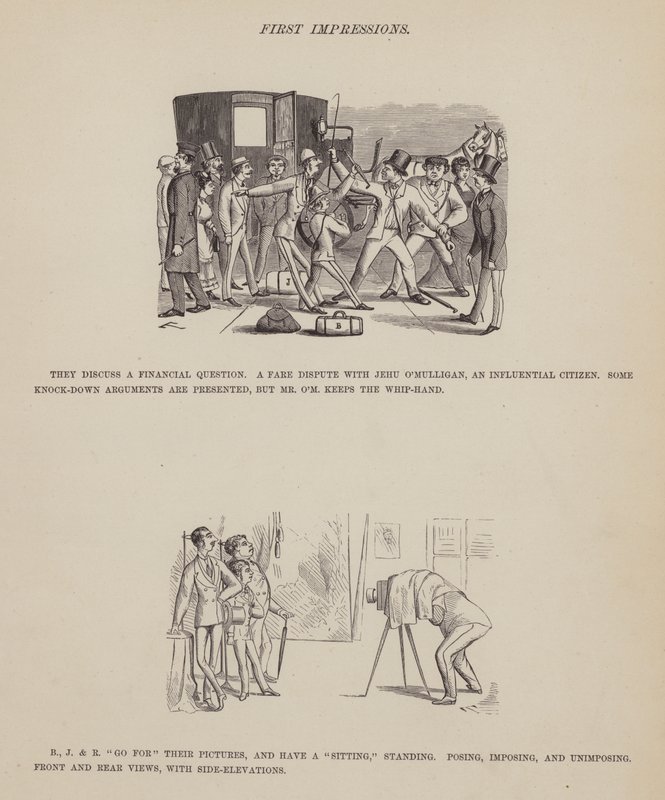 Strona z amerykańskiej trasy panów Browna, Jonesa i Robinsona (grawerunek) autorstwa Richard Doyle
