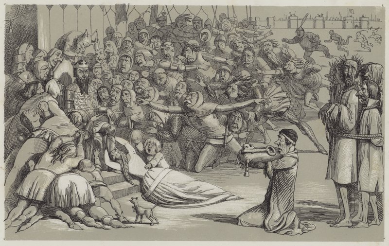 Kapitulacja Calais (akwatinta) autorstwa Richard Doyle