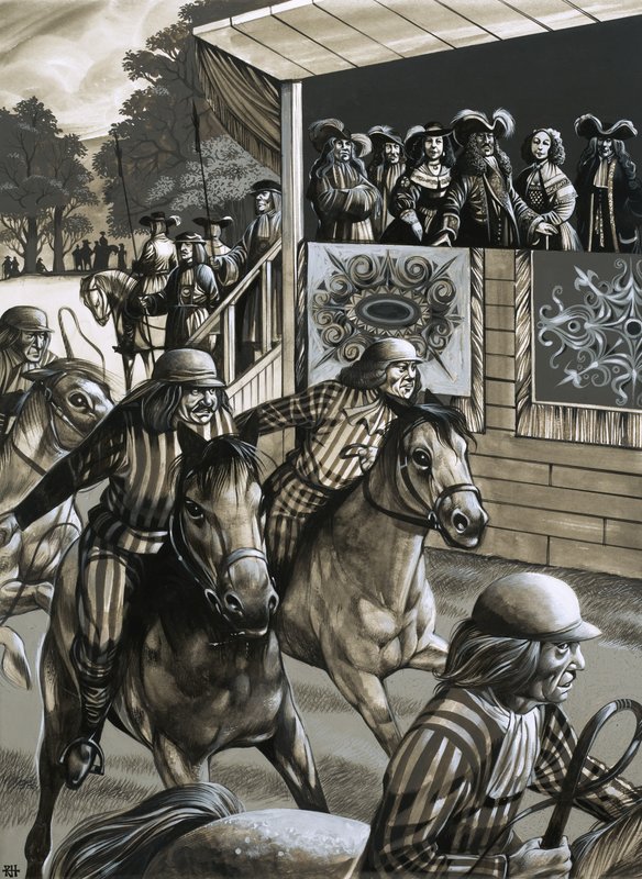 Karol II i jego przyjaciółki spędzają dzień na wyścigach w Newmarket autorstwa Richard Hook