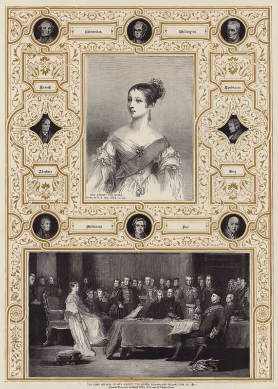 Pierwsza Rada Jej Królewskiej Mości, Pałac Kensington, 20 czerwca 1837 autorstwa Richard James Lane