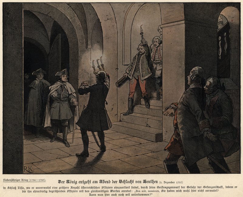 Fryderyk Wielki Pruski wieczorem po bitwie pod Leuthen autorstwa Richard Knoetel