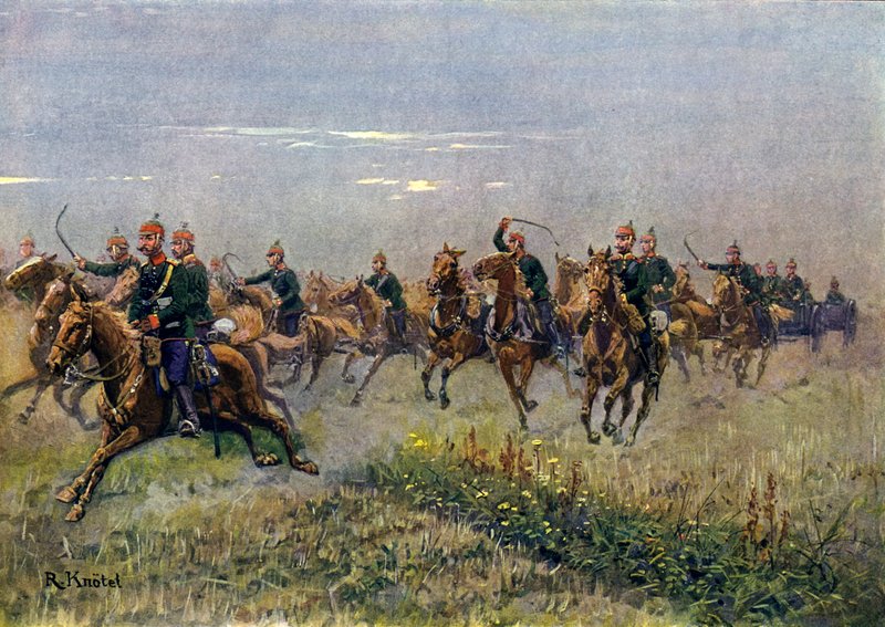 Saksońska artyleria polowa w galopie (kolor lito) autorstwa Richard Knotel