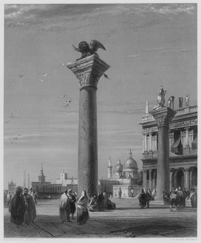 Kolumny św. Marka, Wenecja, ze zdjęcia w Galerii Vernon (rycina) autorstwa Richard Parkes (after) Bonington