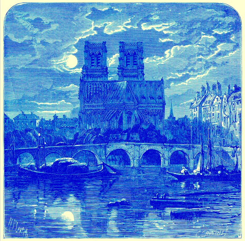Katedra Notre Dame, ilustracja z „French Pictures” Samuela Greena, opublikowana w 1878 r. (obraz ulepszony cyfrowo) autorstwa Richard Principal (after) Leitch