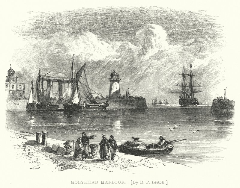 Port Holyhead (grawerowanie) autorstwa Richard Principal (after) Leitch