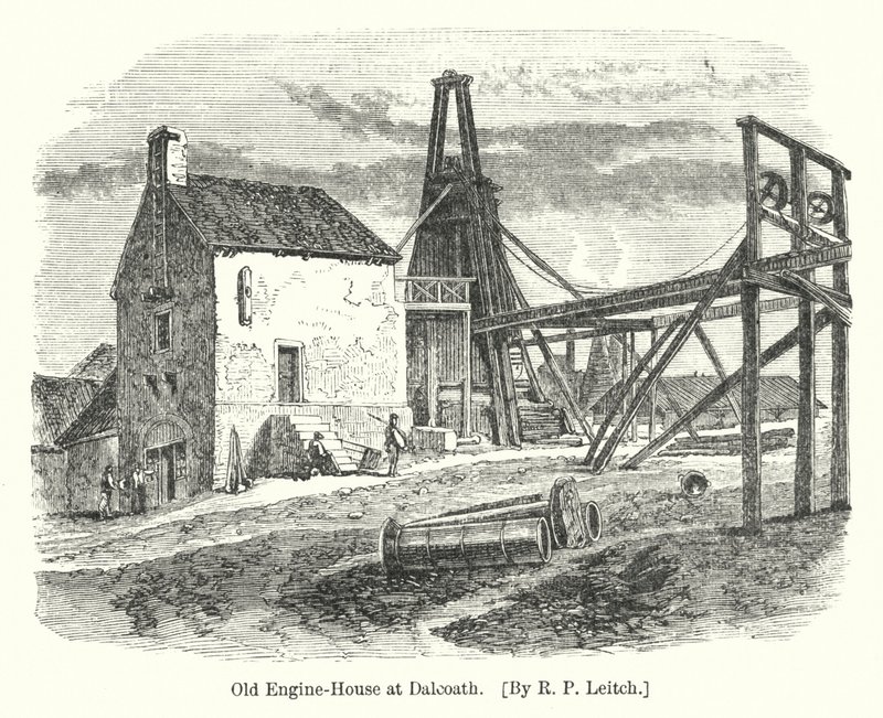 Stara parowozownia w Dalcoath (grawerowanie) autorstwa Richard Principal (after) Leitch