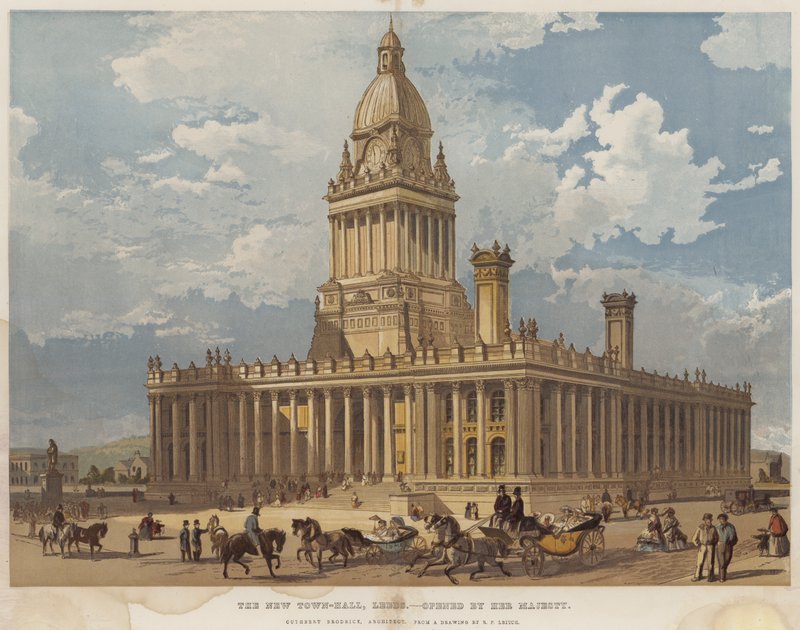 The New Town-Hall, Leeds, otwarty przez Jej Wysokość (chromolit) autorstwa Richard Principal Leitch