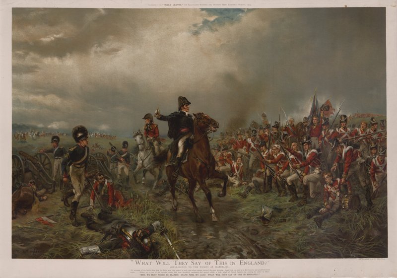 Co powiedzą o tym w Anglii? Wellington do wojsk pod Waterloo autorstwa Robert Alexander Hillingford