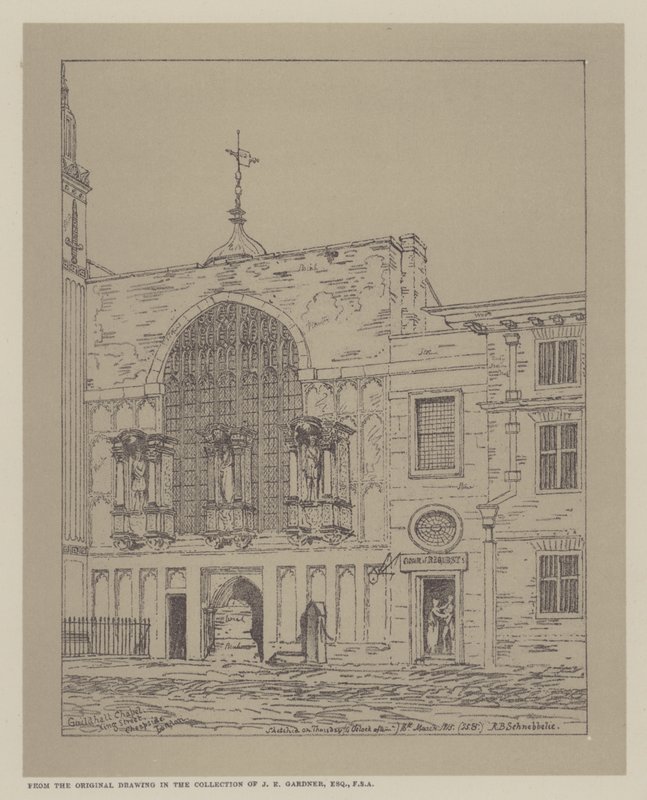 Guildhall Chapel, King Street, Cheapside, Londyn, 1815 autorstwa Robert Blemell Schnebbelie