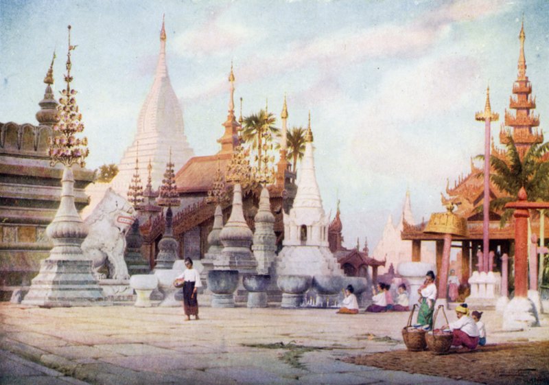Platforma Pagody Shwezigon, Bagan, Birma 1905 autorstwa Robert George Talbot Kelly