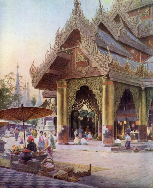Sanktuarium na Platformie Pagody Szwedagon, Rangun, Birma 1905 autorstwa Robert George Talbot Kelly